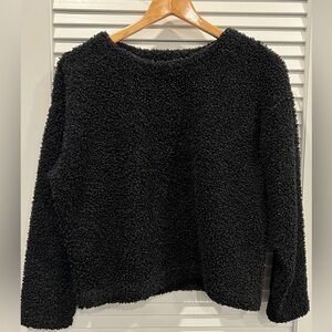 Uniqlo Black Boucle Fleece Lined Top S